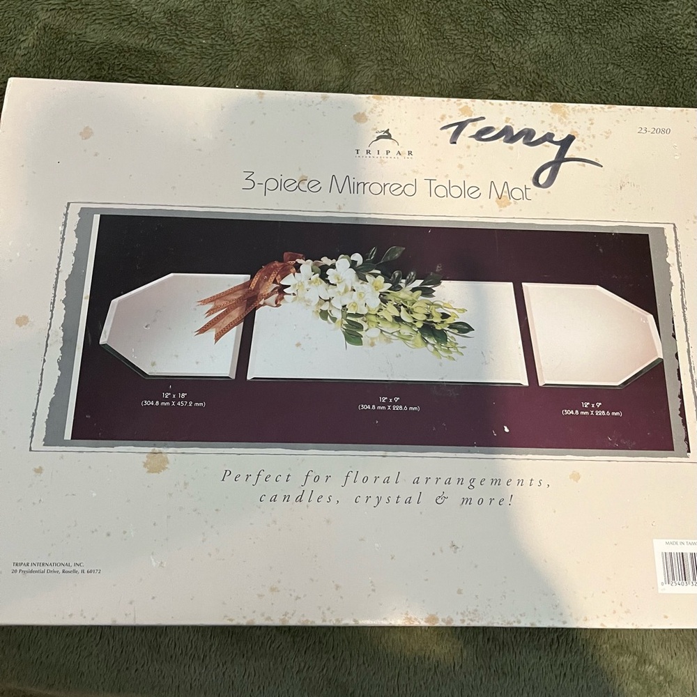 Trefar 'Terry' 3-Piece Mirrored Table Mat - White & Brown